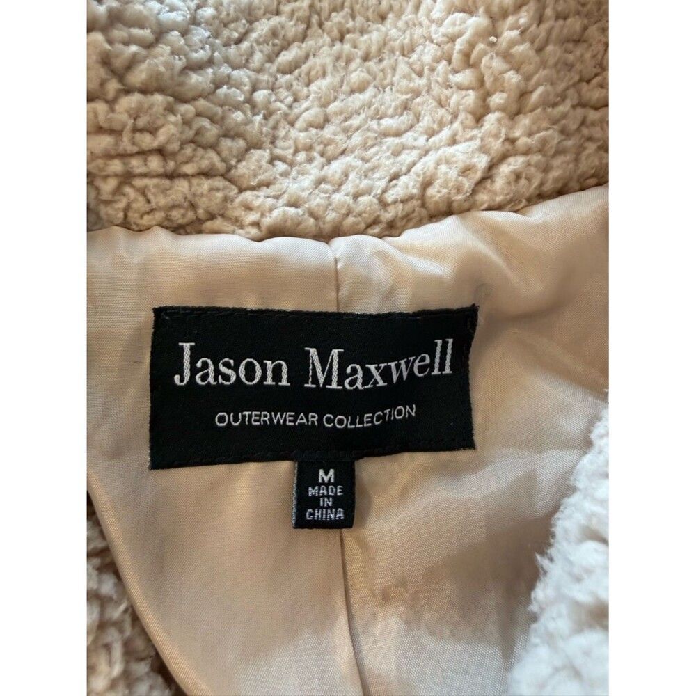 Jason Maxwell Sherpa Lightweight jacket | Size Medium | Tan Cream Clasp closure - Picture 3 of 9